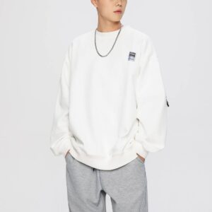 Weißes Sweatshirt mit Rundhalsausschnitt