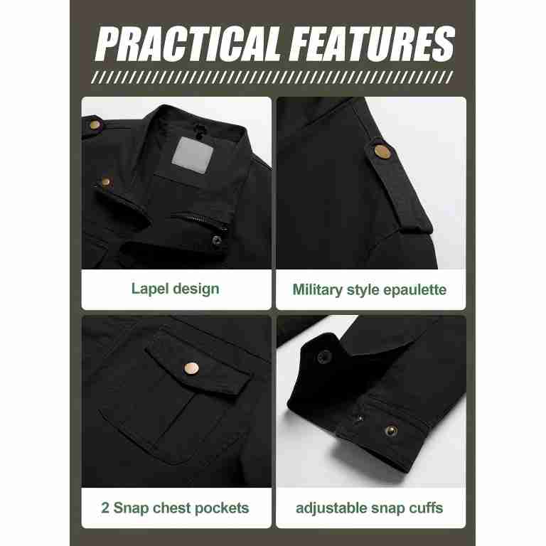 Men's Washed Cotton Hooded Military Jacket